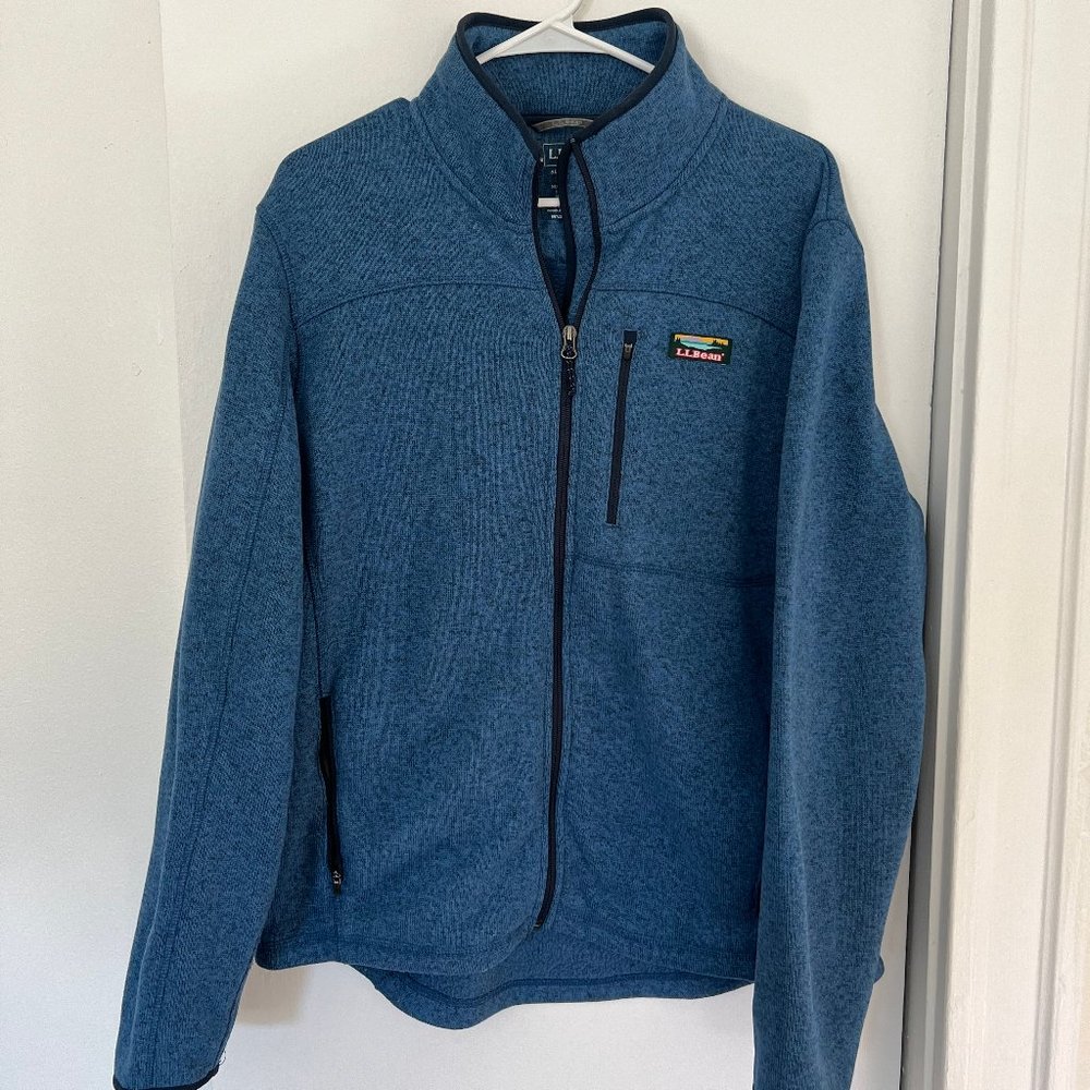 LL Bean Mens Full Zip Sweater Fleece | Arctic Blue | Size Large Regular